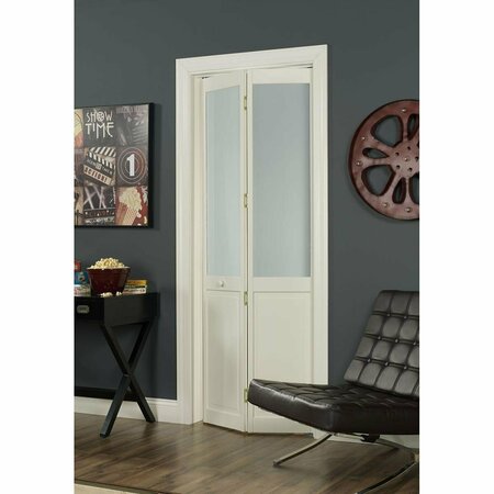 PARCHE 24 x 80 in. Half Glass Frosted Bifold Door, Unfinished Pine PA3596865